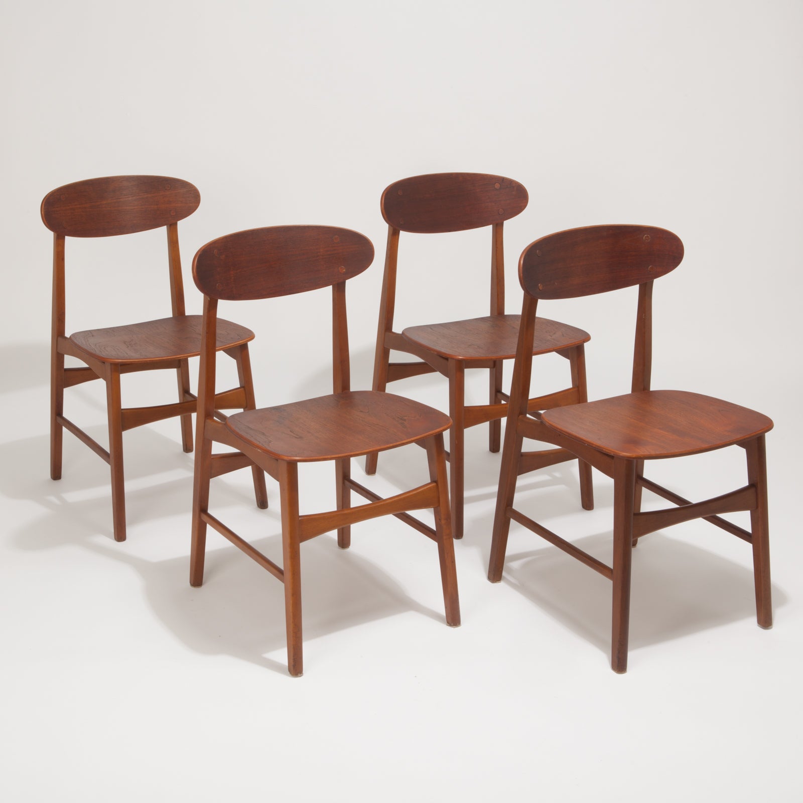 Set of 4 Teak and Beech Dining Chairs