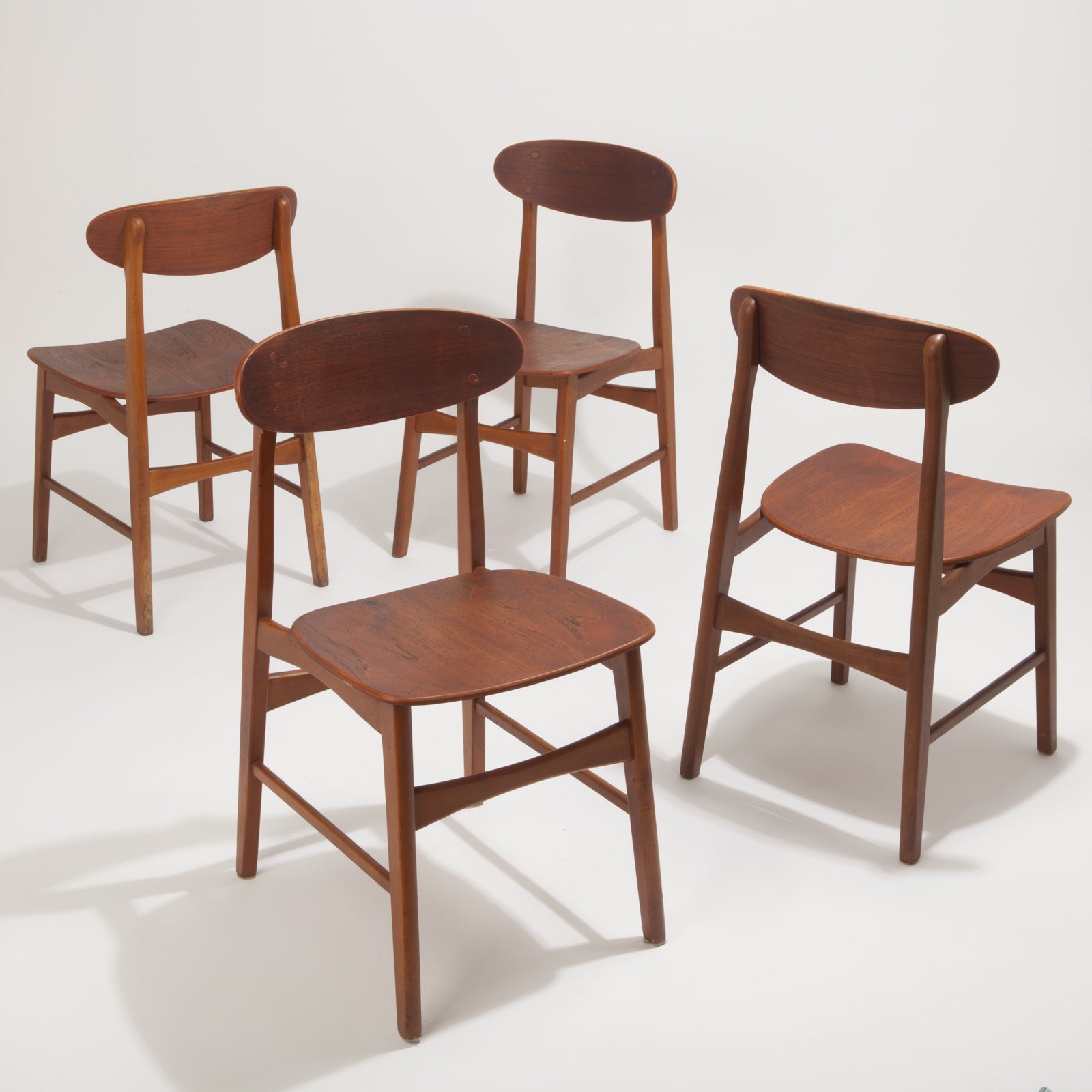 Set of 4 Teak and Beech Dining Chairs