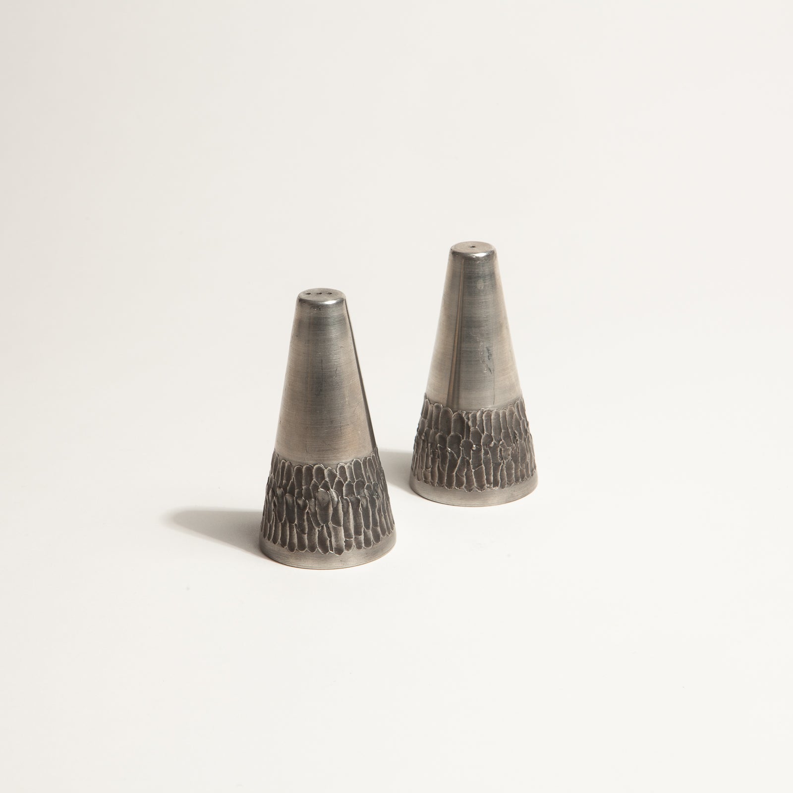 Pair of Danish Pewter Salt and Pepper Shakers