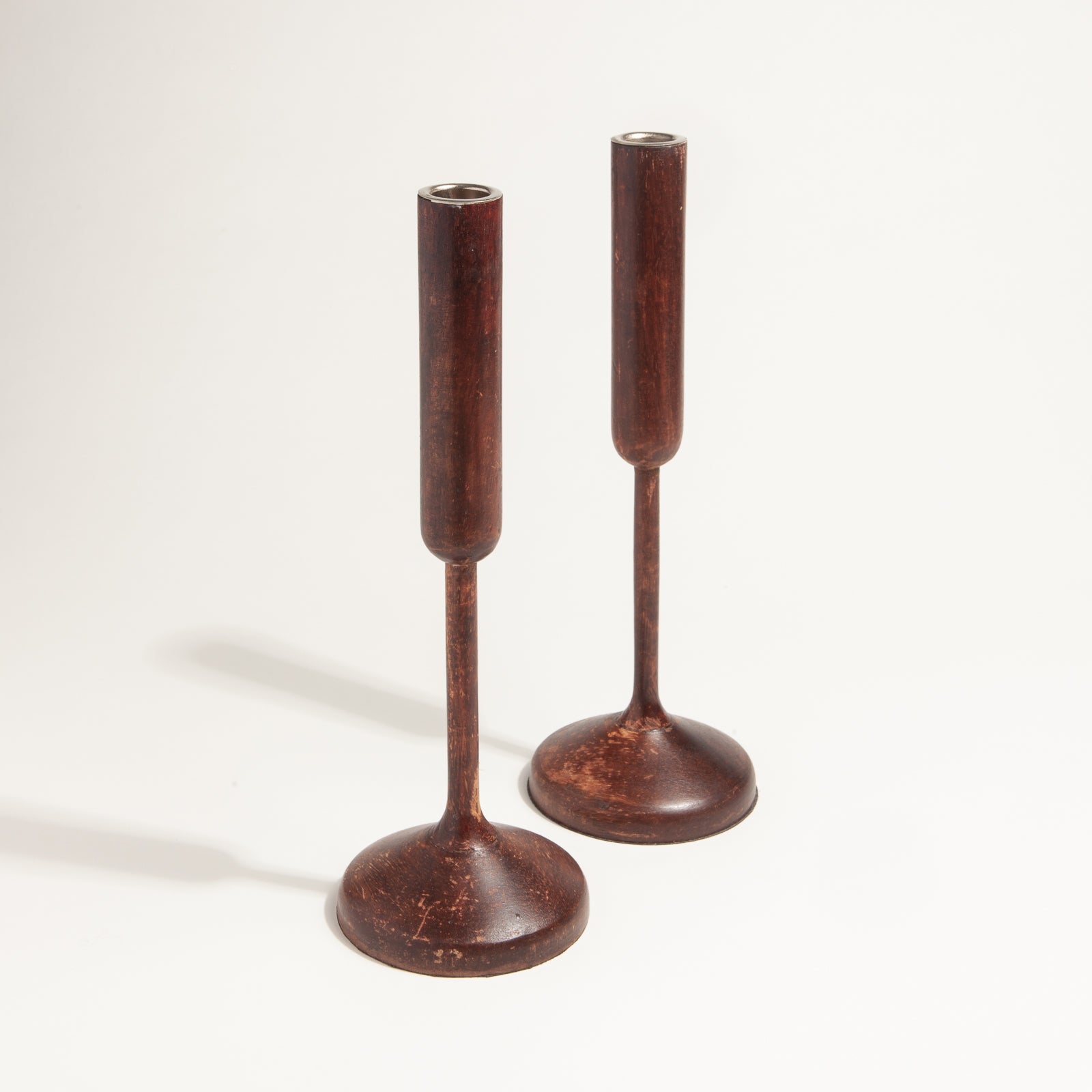 Pair of Vintage Wooden Candlesticks