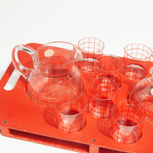 Hand Painted Glass Serving Set and Tray