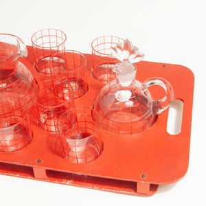 Hand Painted Glass Serving Set and Tray