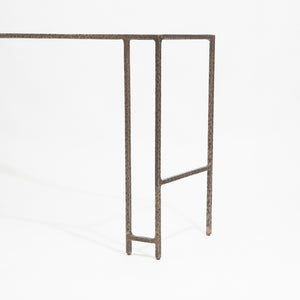 Hammered Bronze and Glass Console Table
