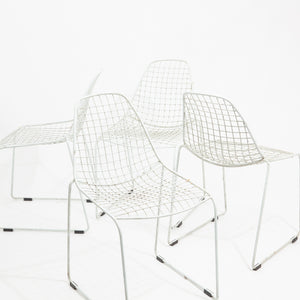Set of 4 White Wire Chairs