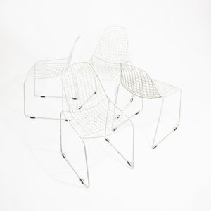 Set of 4 White Wire Chairs