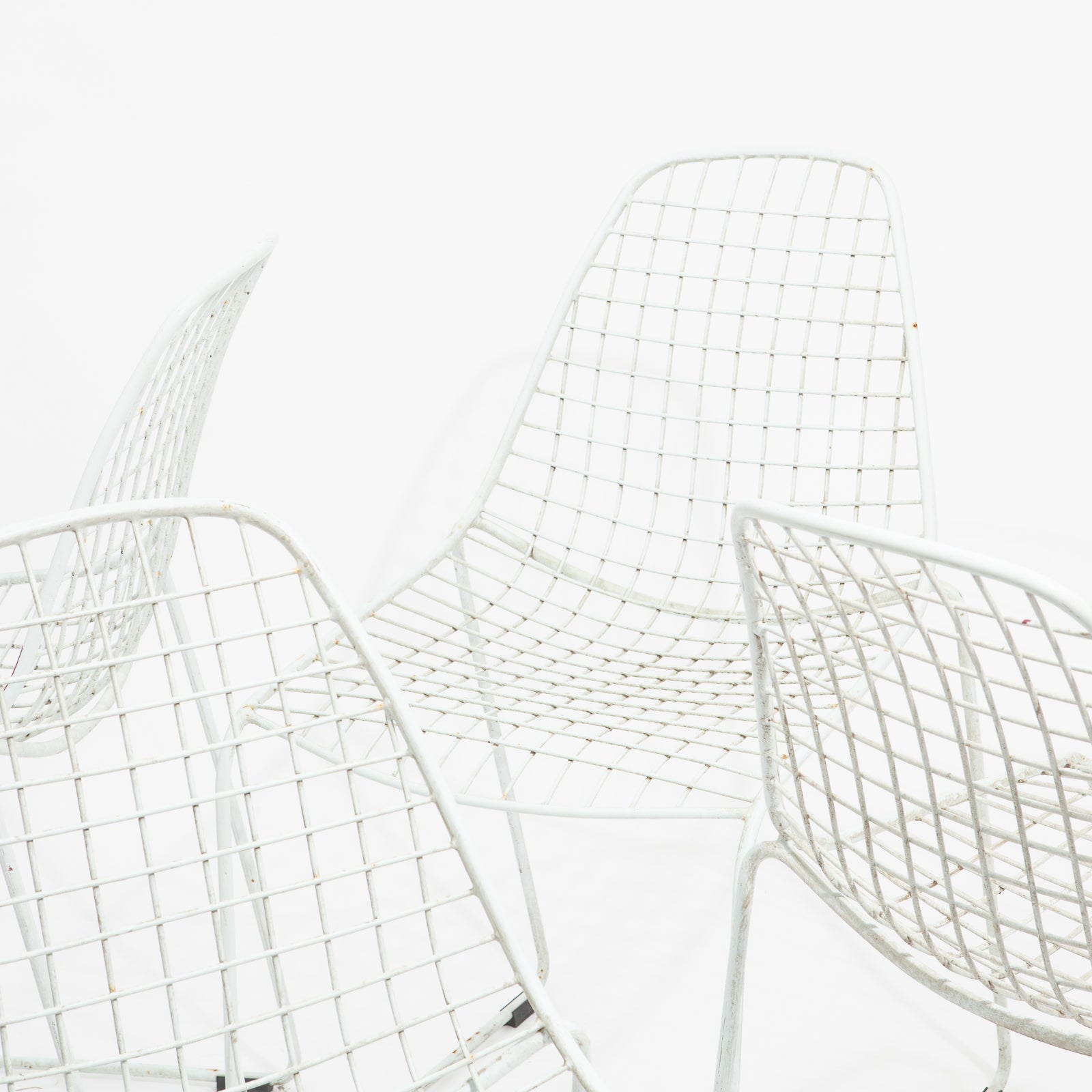 Set of 4 White Wire Chairs