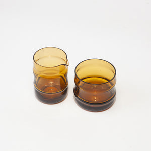Vintage Ribbed Amber Cream and Sugar