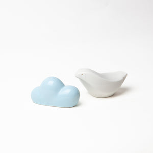 Porcelain Bird and Cloud Salt and Pepper Shakers