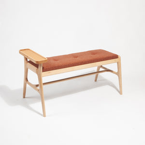 Upholstered Maple Entryway Bench with Side Table