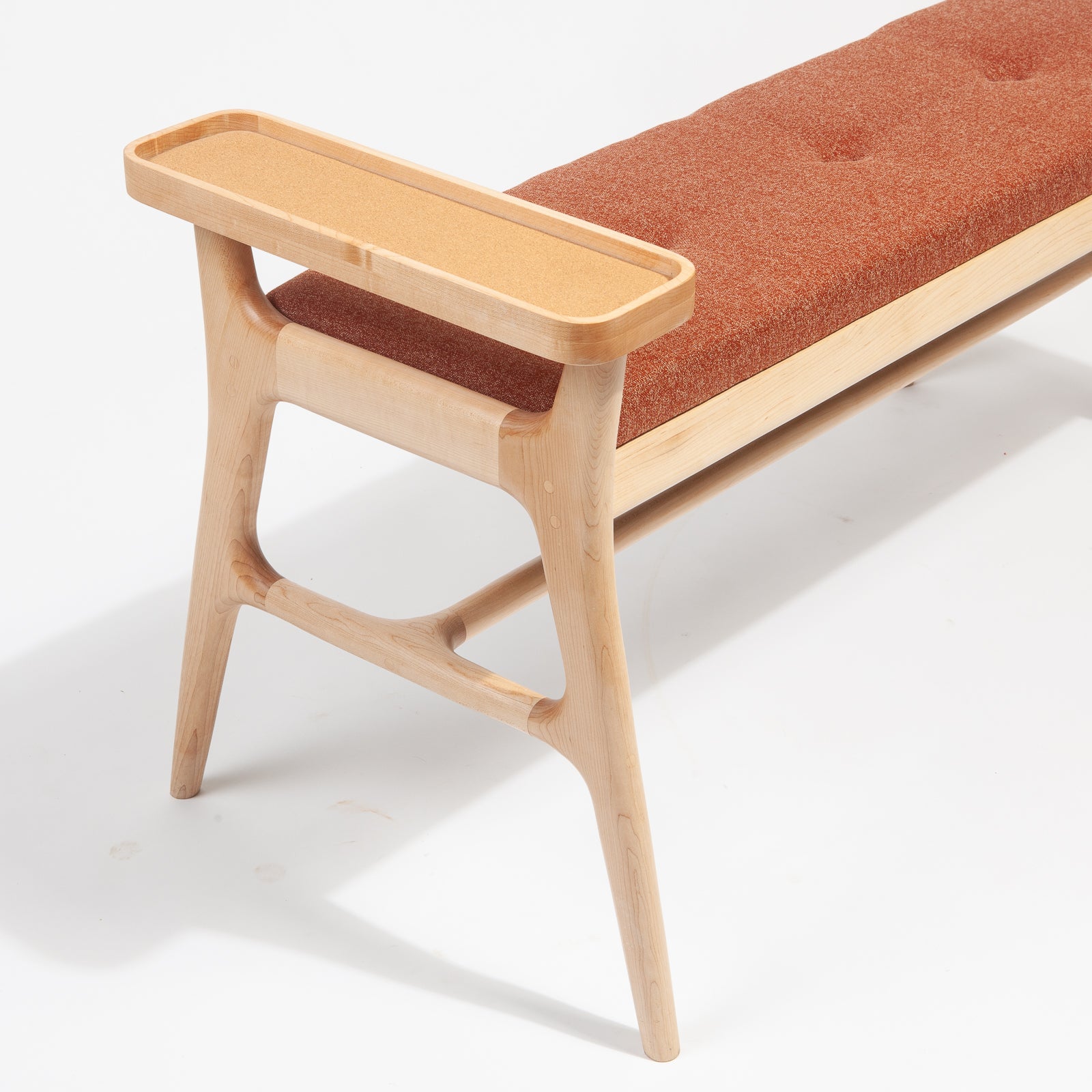 Upholstered Maple Entryway Bench with Side Table