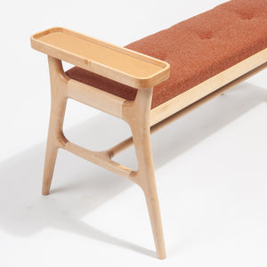 Upholstered Maple Entryway Bench with Side Table