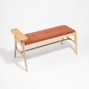 Upholstered Maple Entryway Bench with Side Table