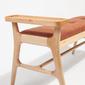 Upholstered Maple Entryway Bench with Side Table