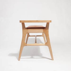 Upholstered Maple Entryway Bench with Side Table
