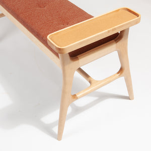Upholstered Maple Entryway Bench with Side Table