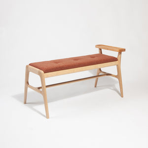 Upholstered Maple Entryway Bench with Side Table