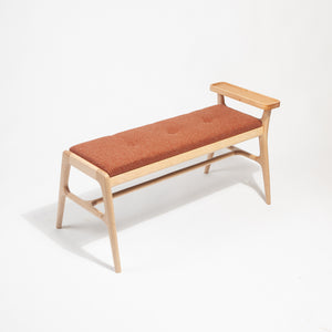 Upholstered Maple Entryway Bench with Side Table