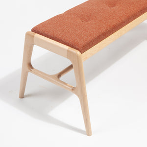 Upholstered Maple Entryway Bench with Side Table