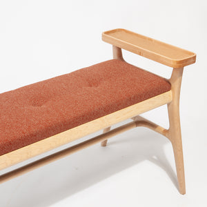 Upholstered Maple Entryway Bench with Side Table