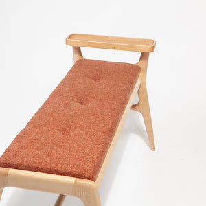 Upholstered Maple Entryway Bench with Side Table