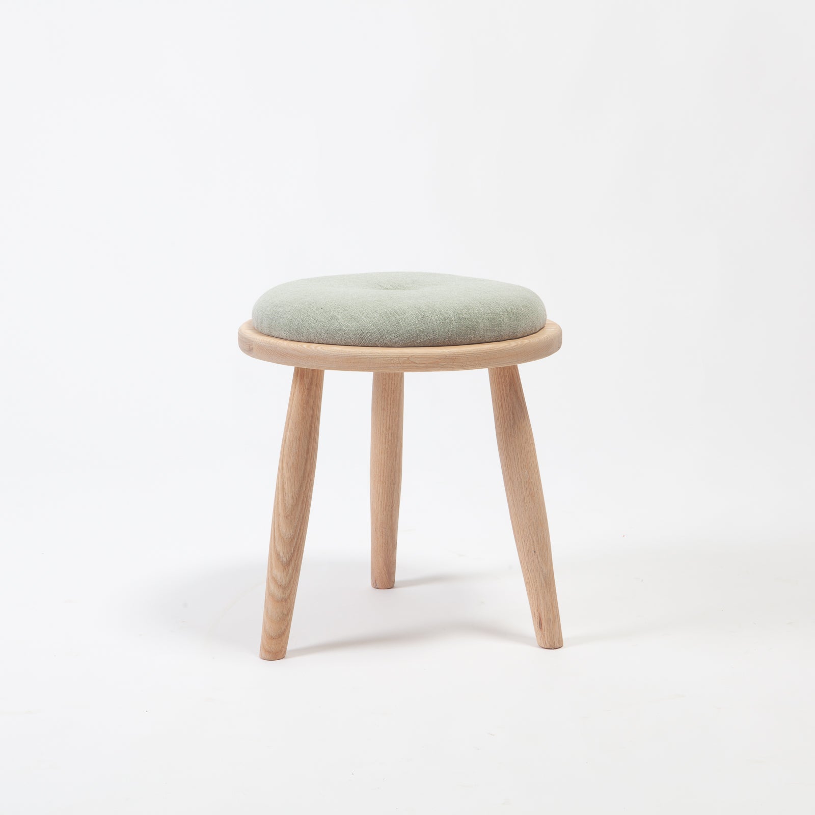 Upholstered Red Oak Stool