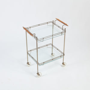 Vintage Glass Bar Cart / Serving Trolley
