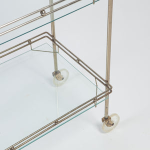 Vintage Glass Bar Cart / Serving Trolley