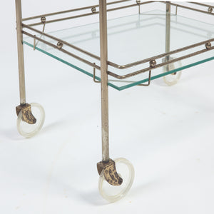 Vintage Glass Bar Cart / Serving Trolley