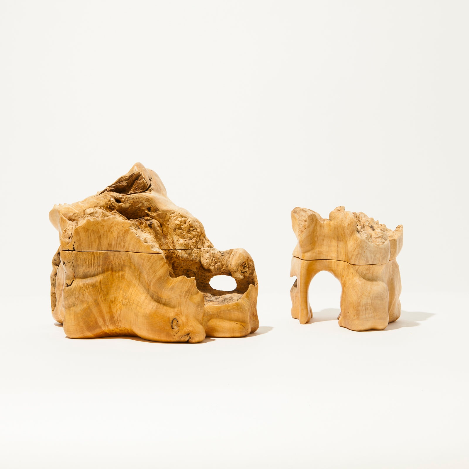 Pair of Burled Wood Boxes