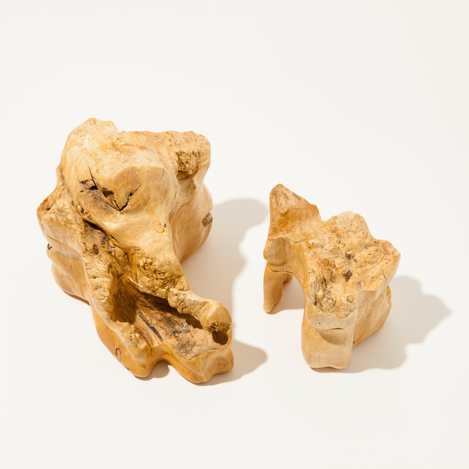 Pair of Burled Wood Boxes