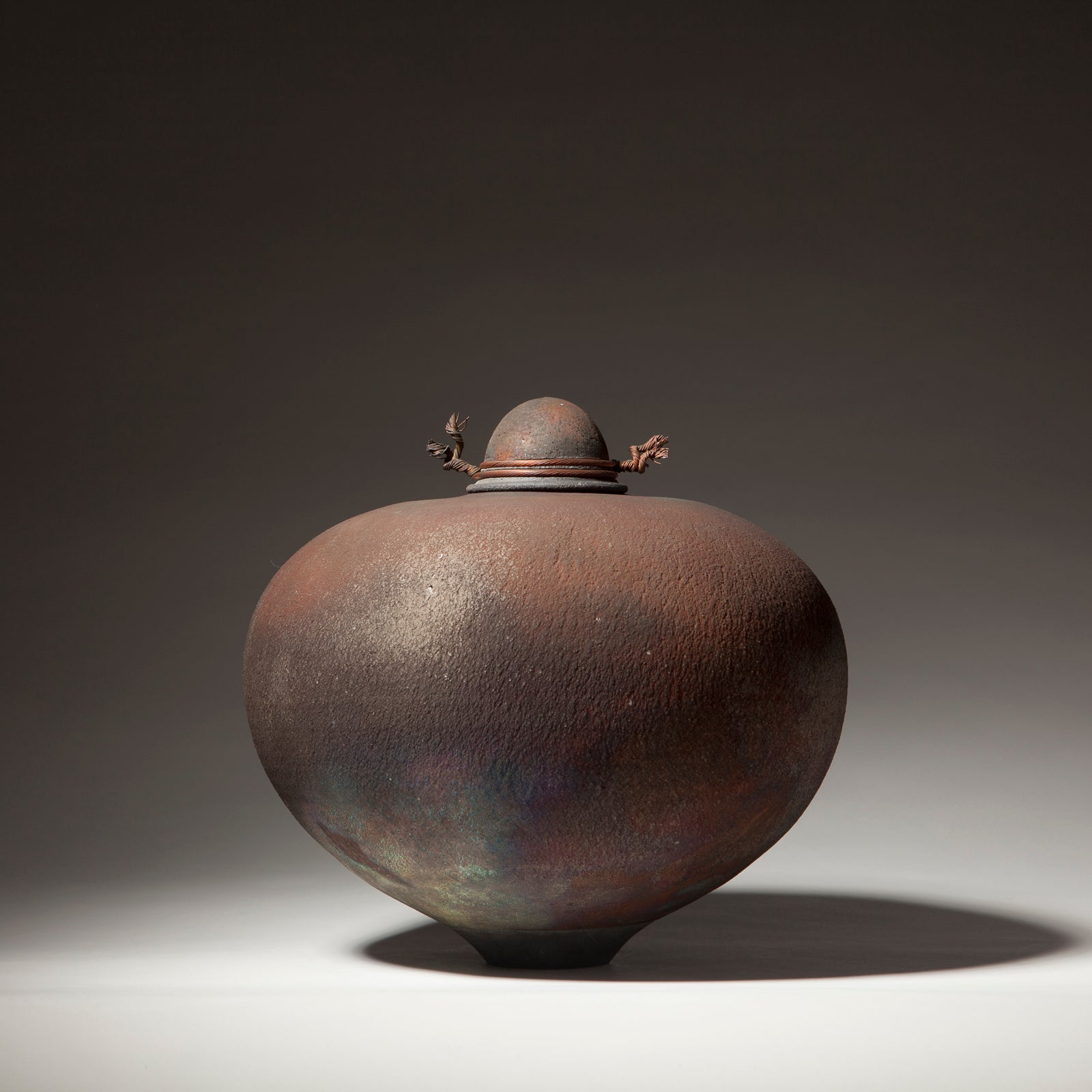 Large Raku Lidded Vessel