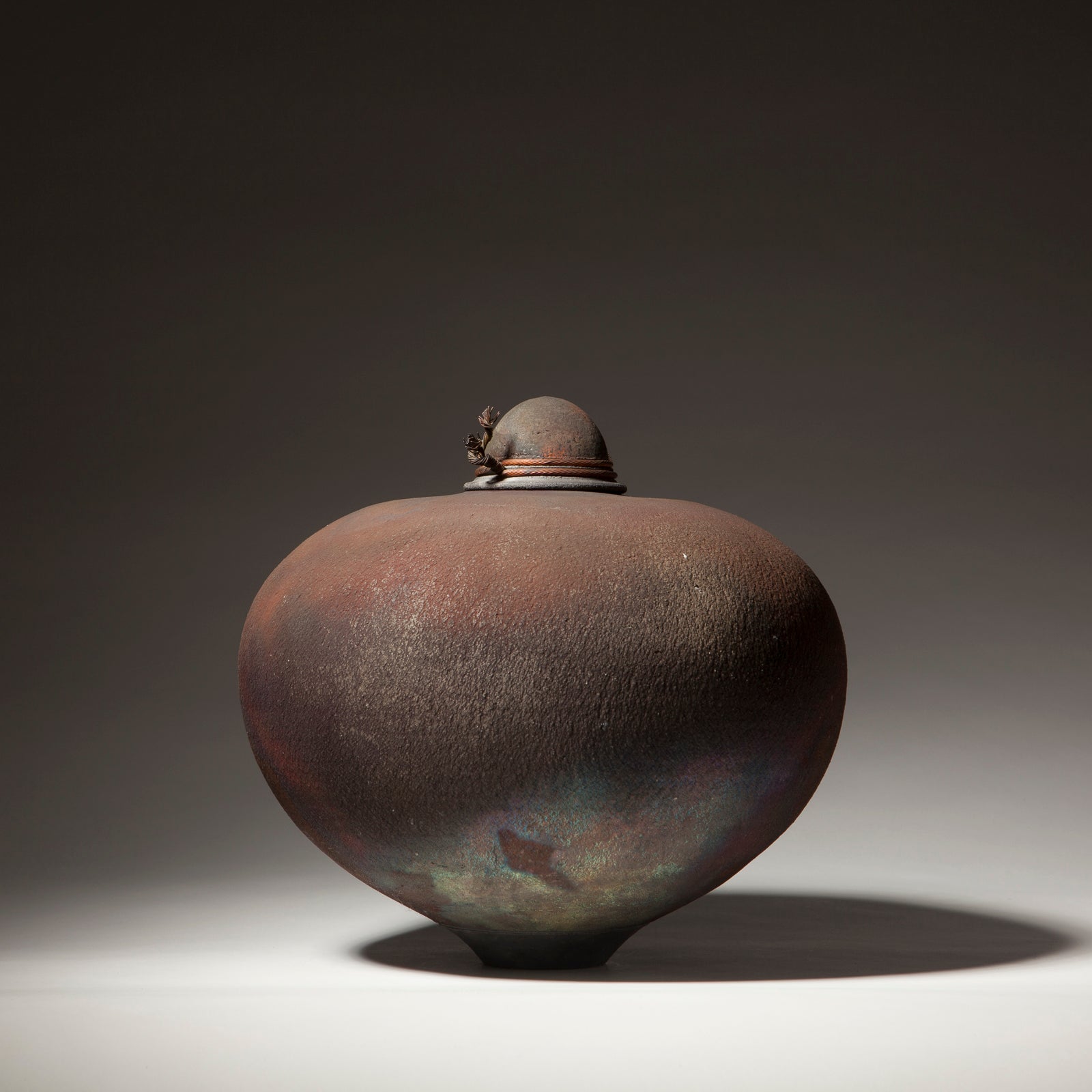 Large Raku Lidded Vessel