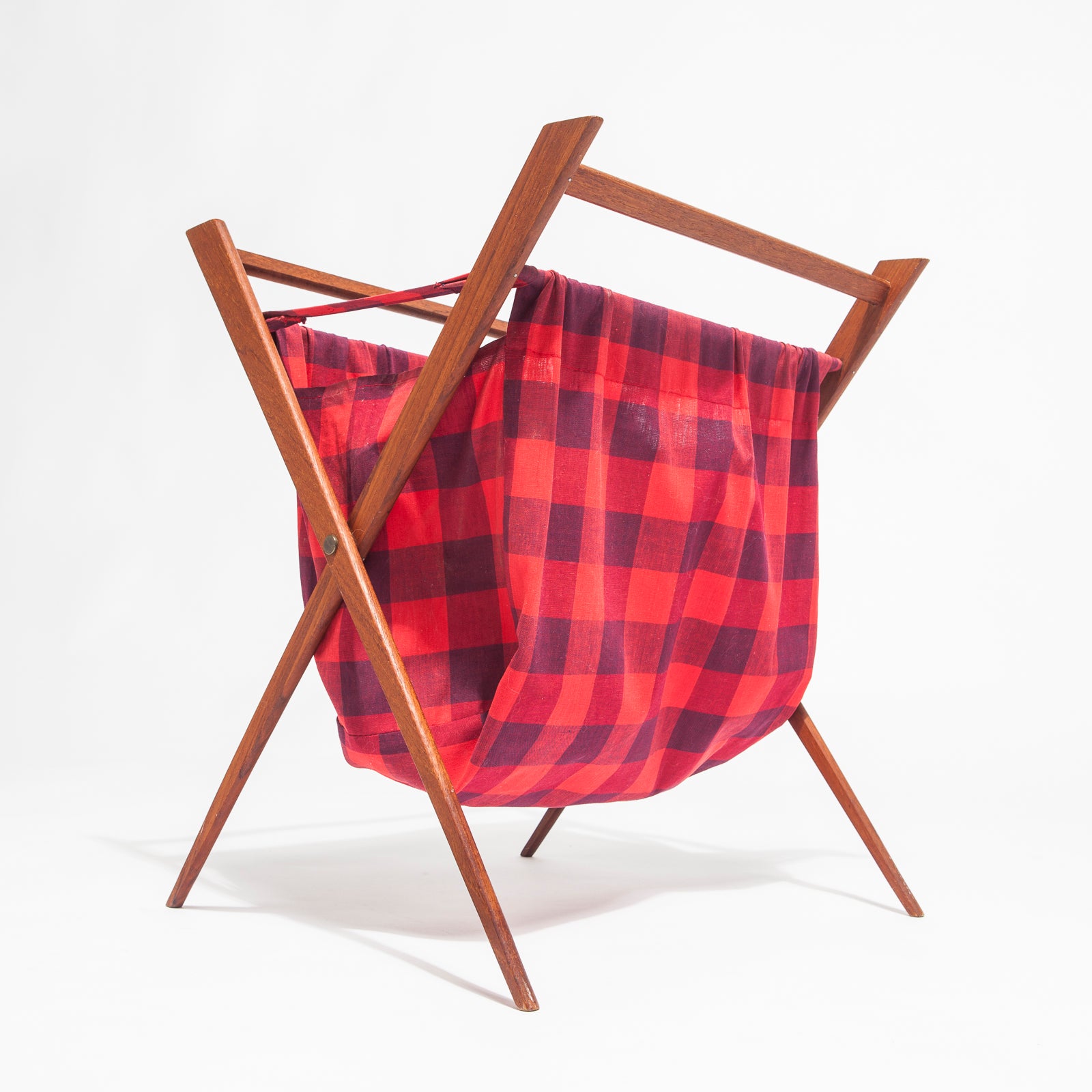 Folding Teak Knitting Basket