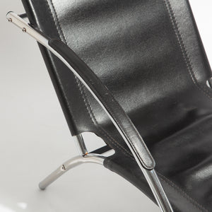 Chrome and Leather Lounge Chair and Ottoman