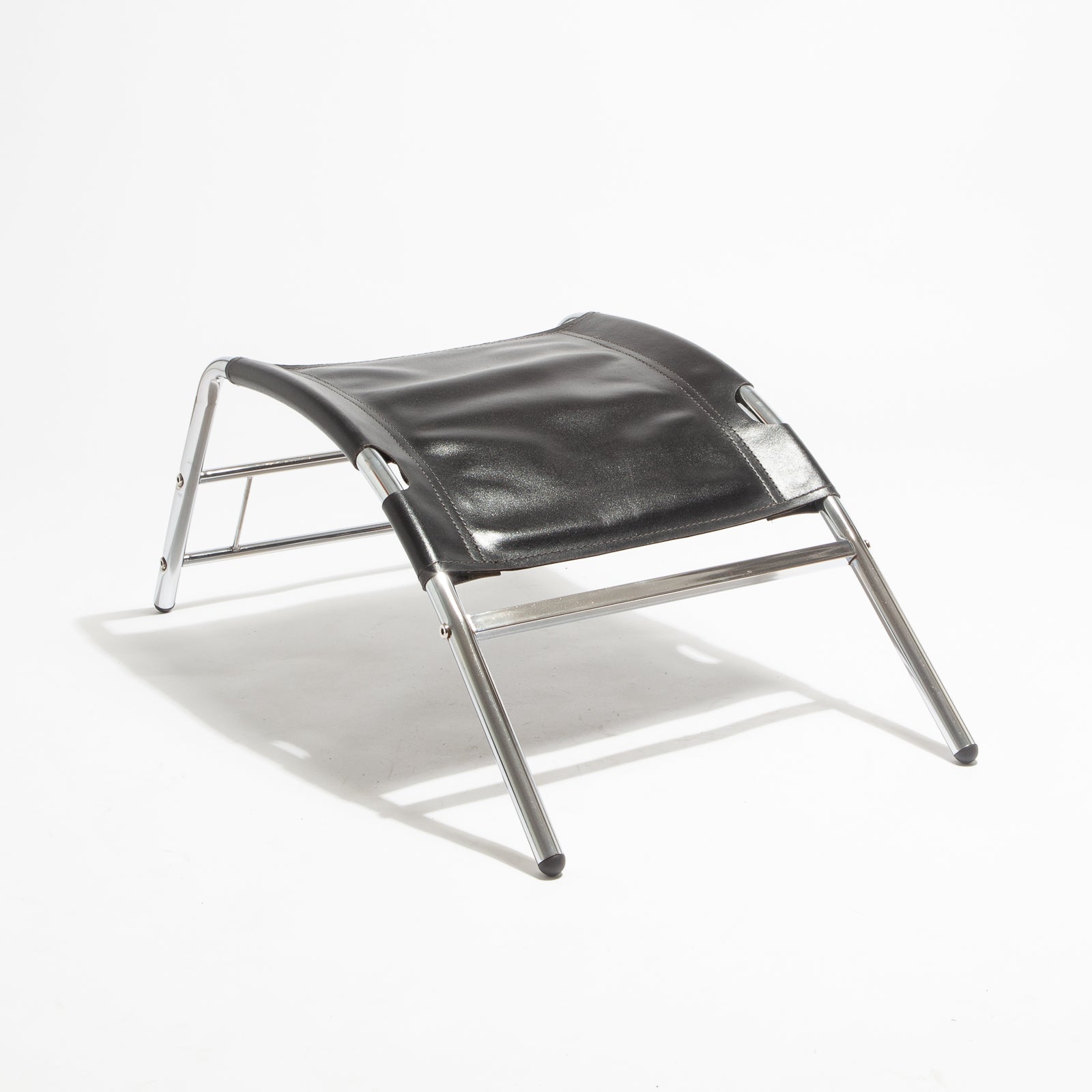 Chrome and Leather Lounge Chair and Ottoman