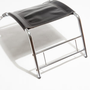 Chrome and Leather Lounge Chair and Ottoman
