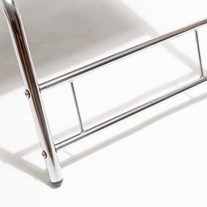 Chrome and Leather Lounge Chair and Ottoman