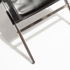 Chrome and Leather Lounge Chair and Ottoman