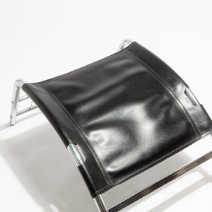 Chrome and Leather Lounge Chair and Ottoman
