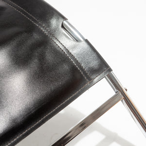 Chrome and Leather Lounge Chair and Ottoman