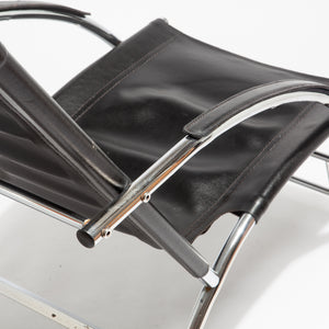 Chrome and Leather Lounge Chair and Ottoman