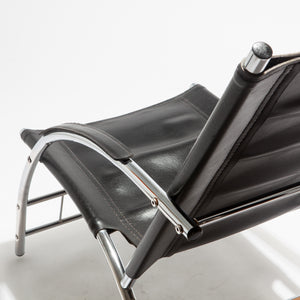Chrome and Leather Lounge Chair and Ottoman