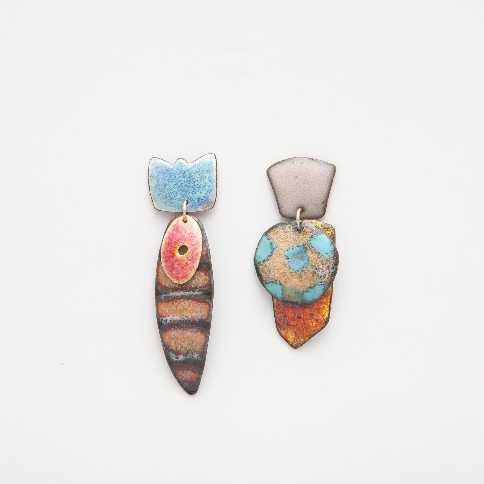 Vitreous Enamel Stud Drop Earrings