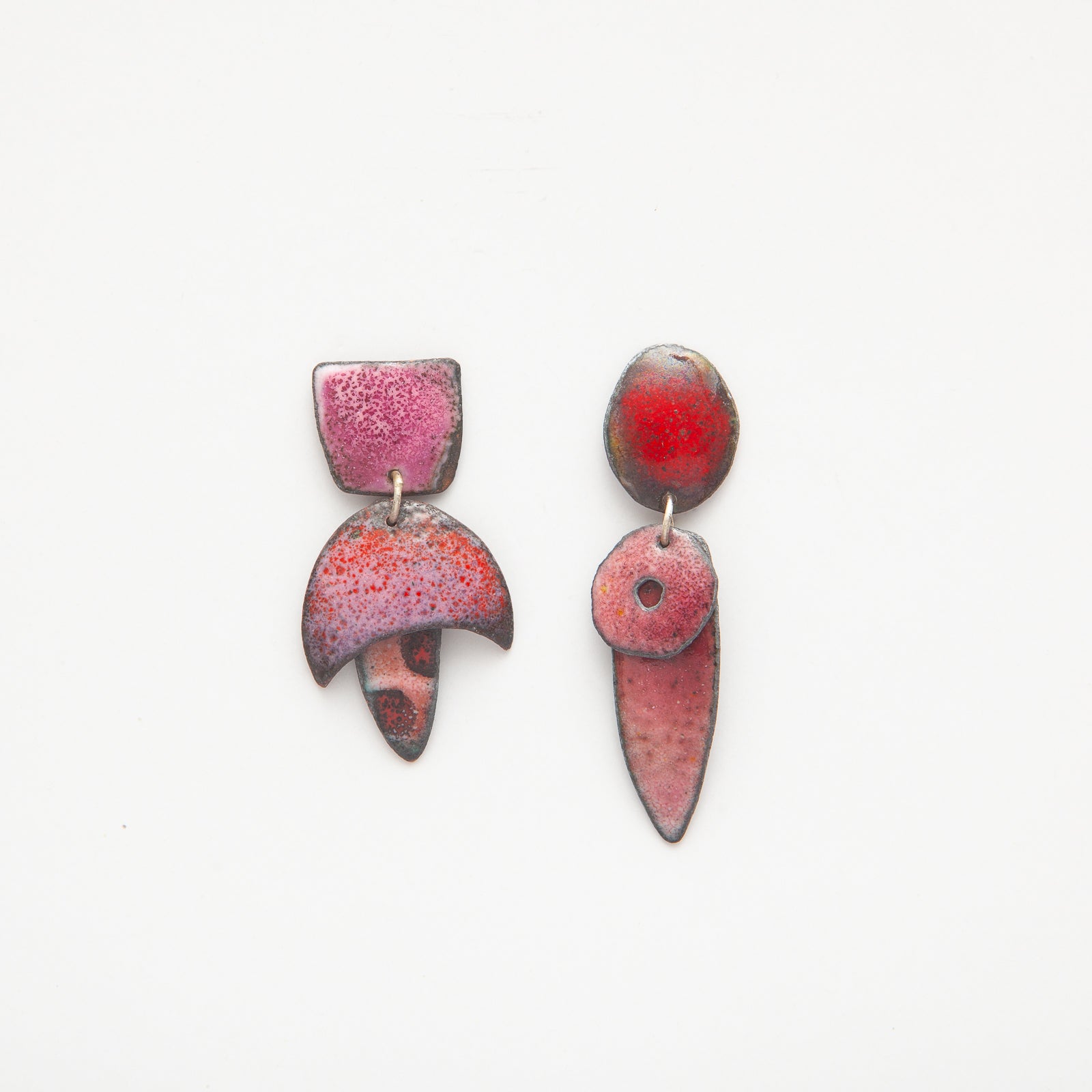 Vitreous Enamel Stud Drop Earrings