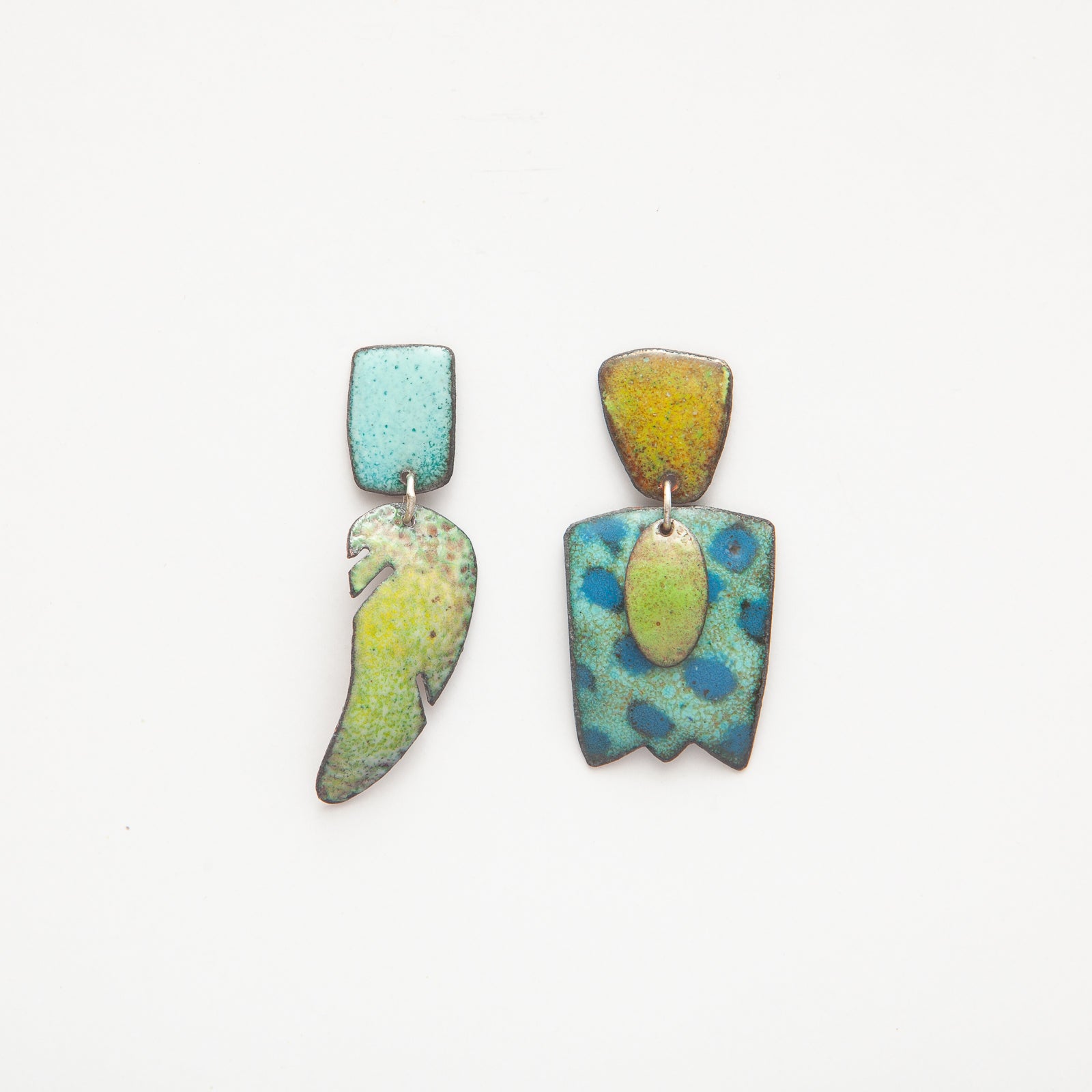 Vitreous Enamel Stud Drop Earrings