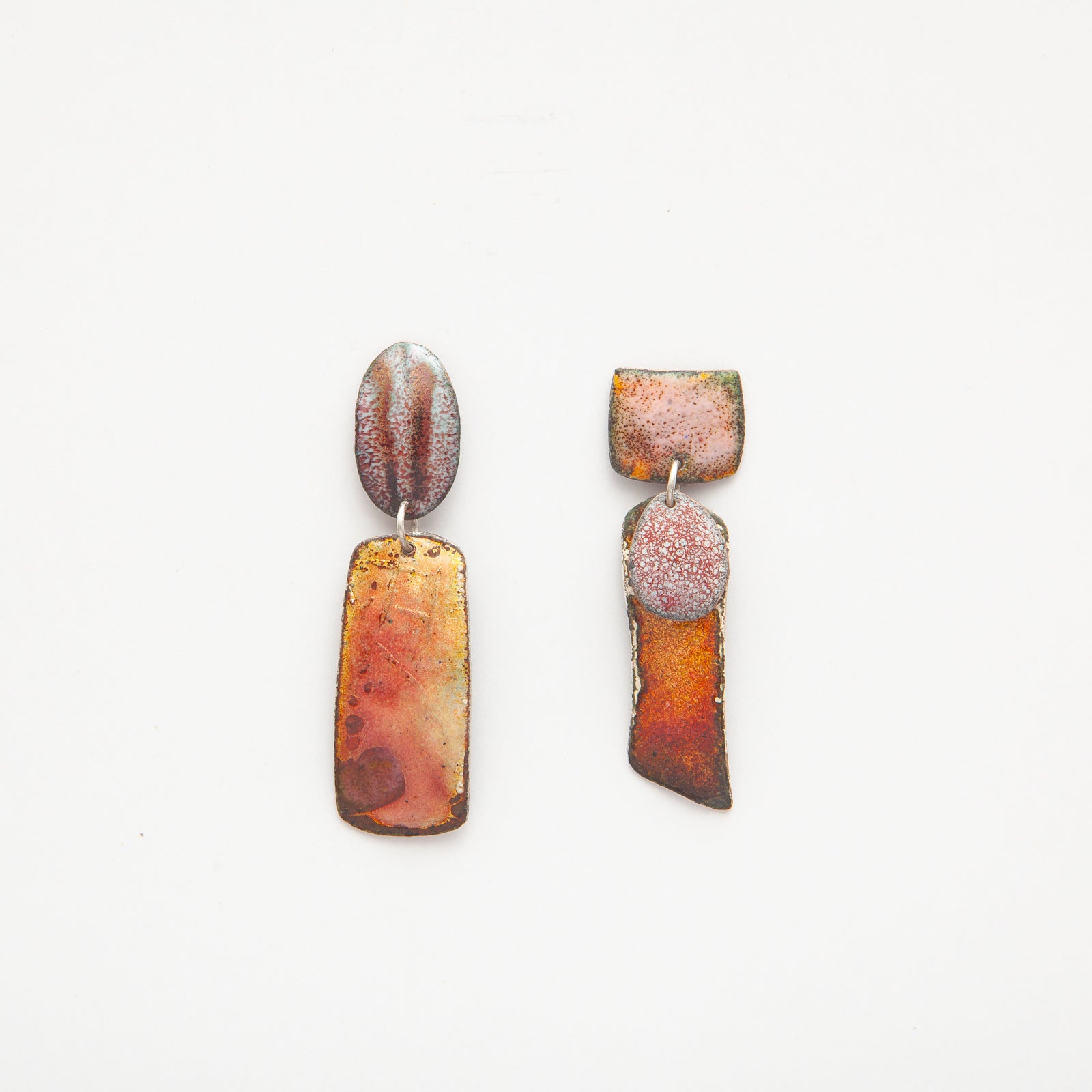 Vitreous Enamel Stud Drop Earrings