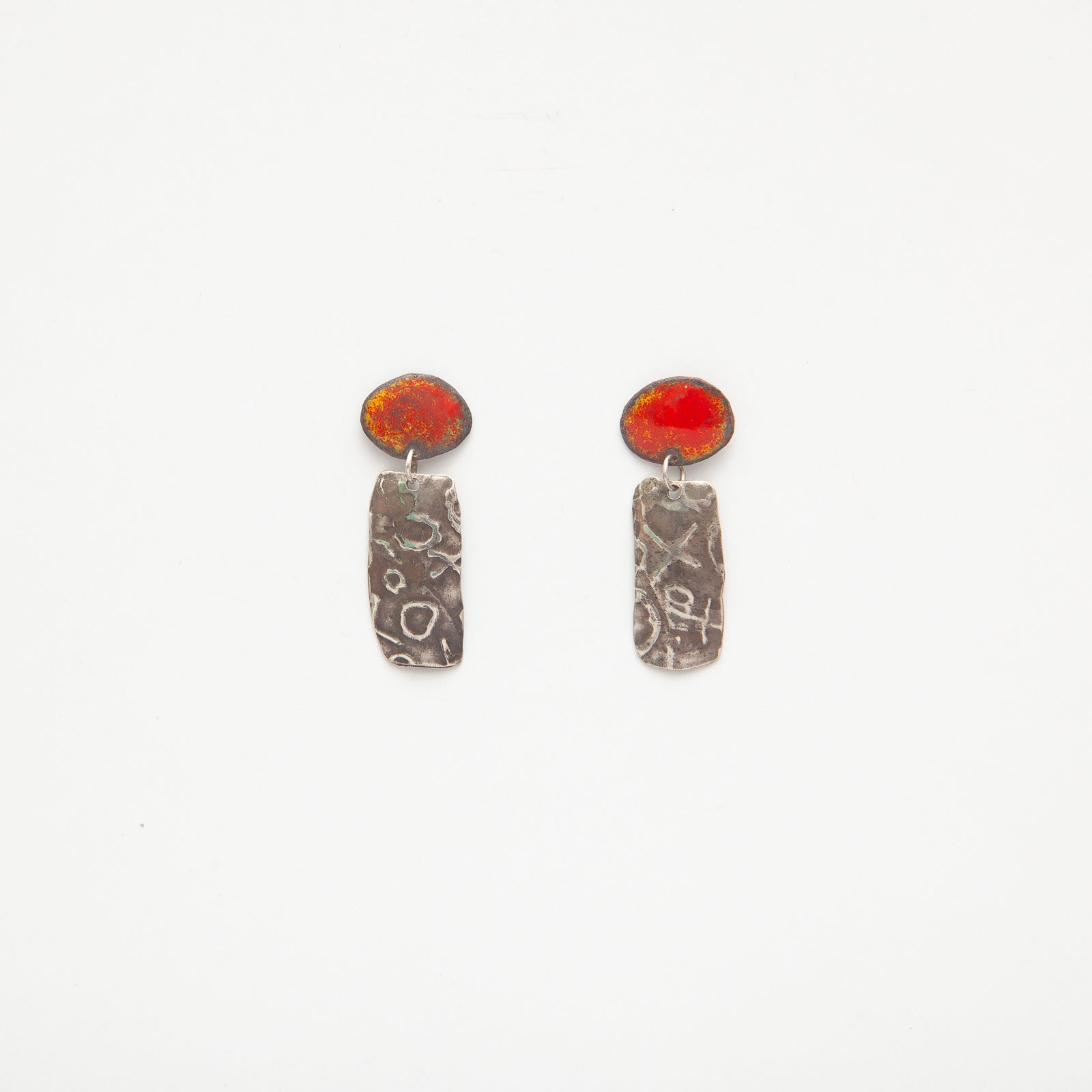 Vitreous Enamel Stud Drop Earrings