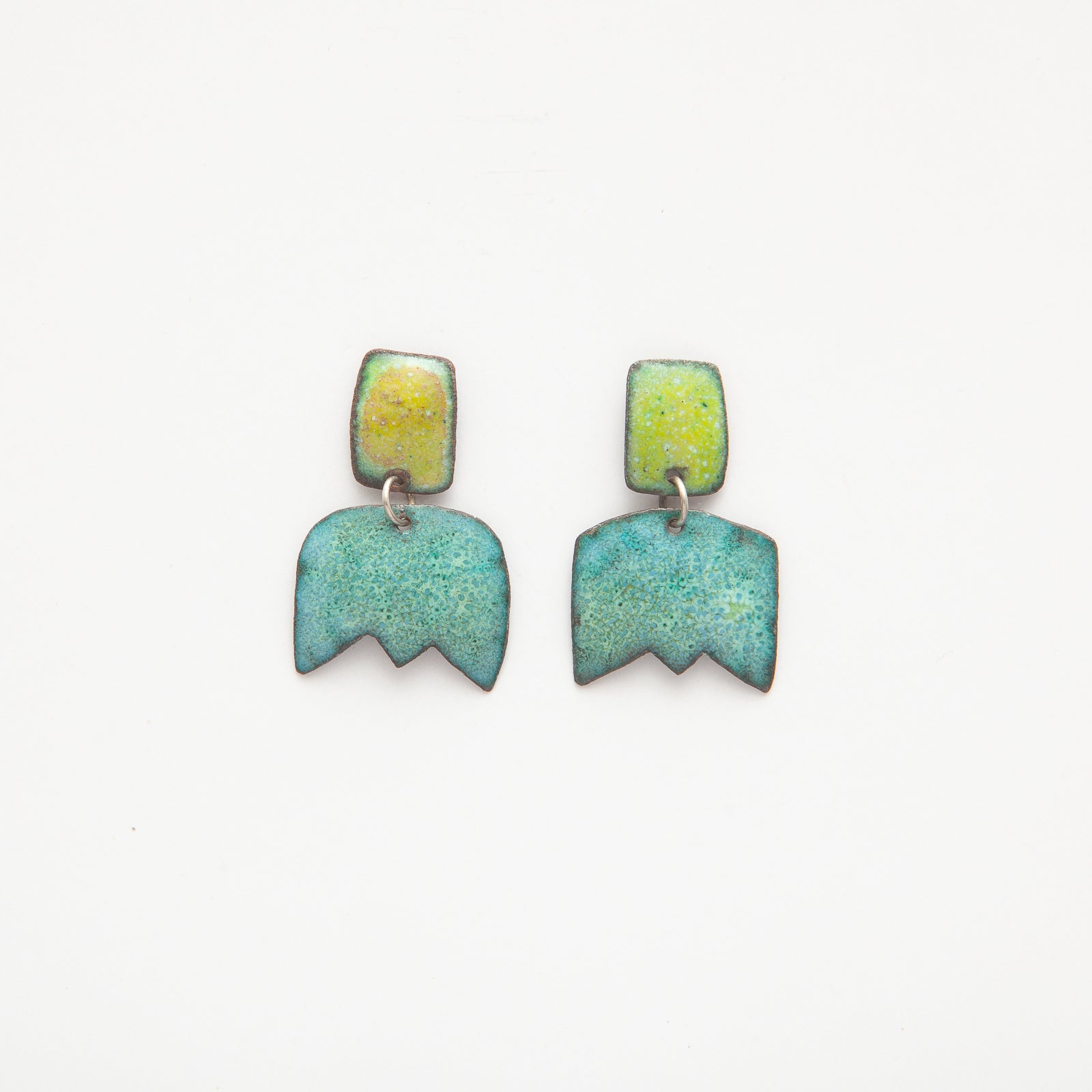 Vitreous Enamel Stud Drop Earrings