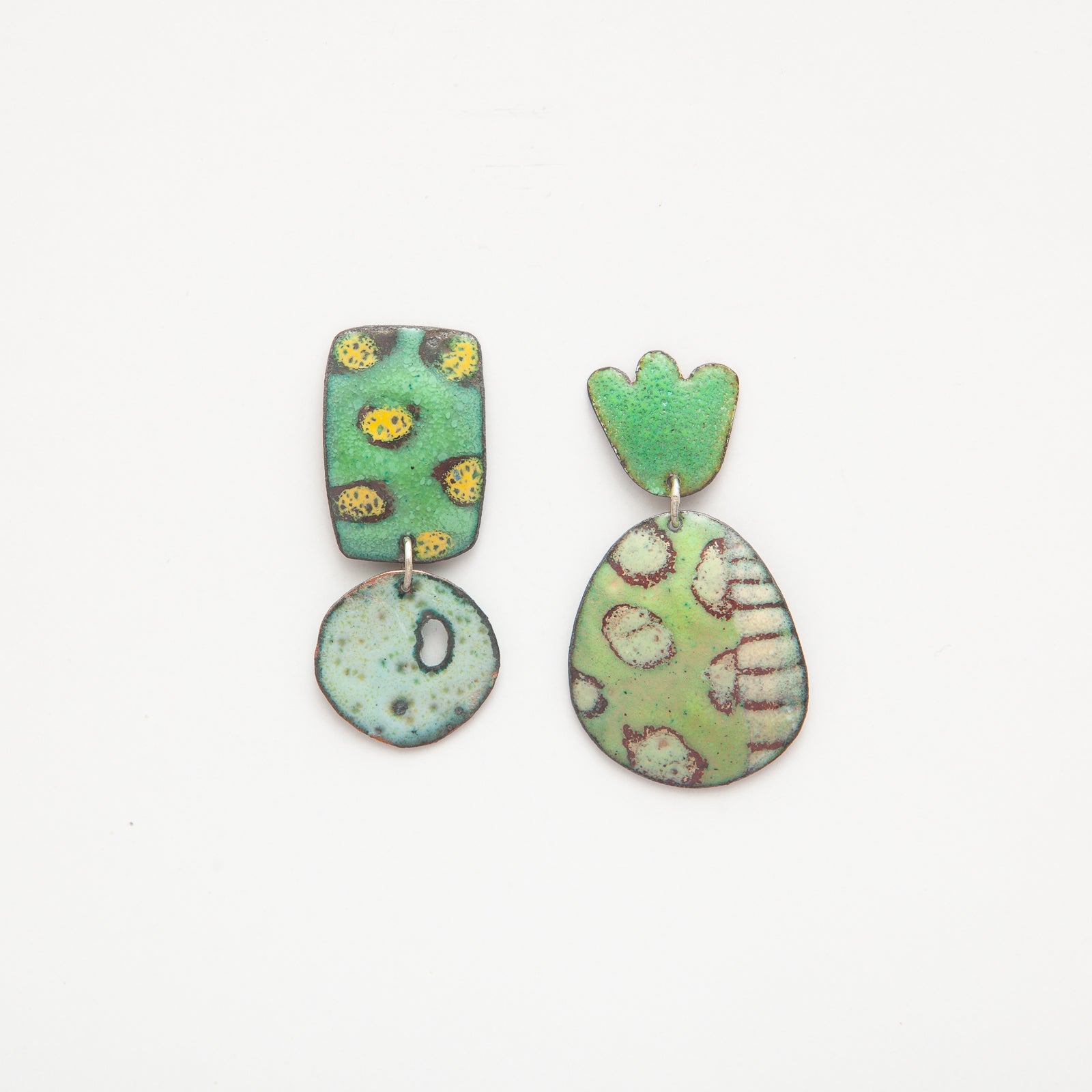 Vitreous Enamel Stud Drop Earrings