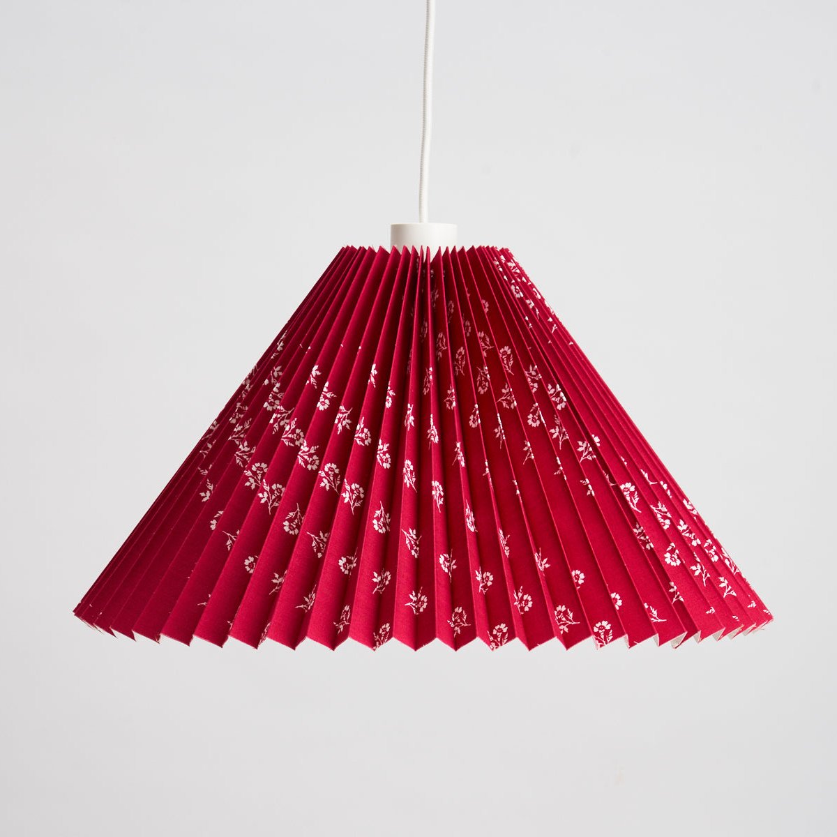 Danish Paper Pendant - Red With White Floral Pattern